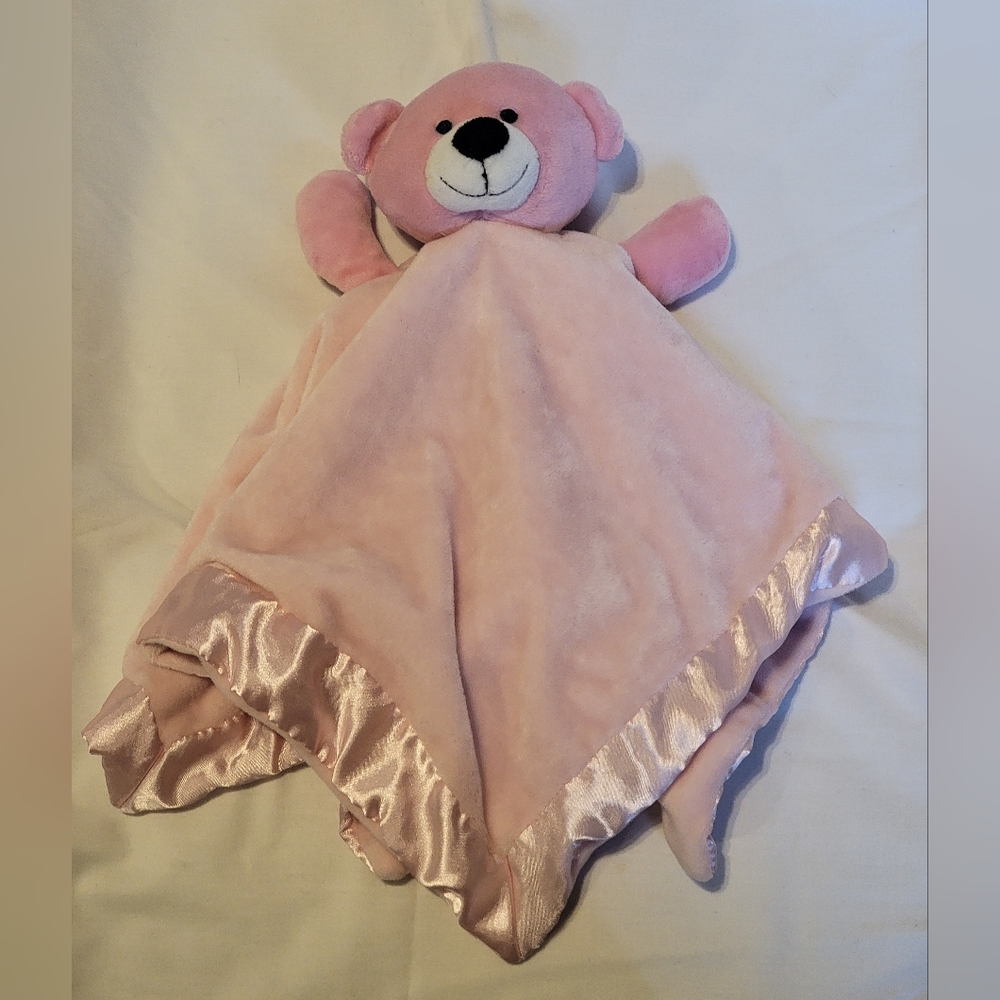 Kids Of America Teddy Bear Lovey Pink Satin & Velour Baby Security Blanket 2016
